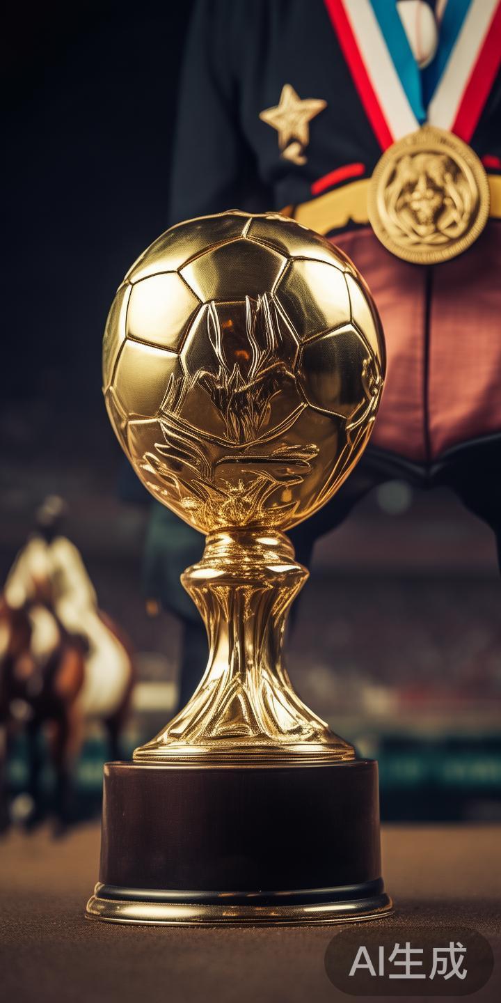 举例来说，世界足球的最高荣誉“金球奖”的奖杯设计中